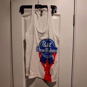 Pabst Blue Ribbon White Tank Top Womens Next Level Apparel